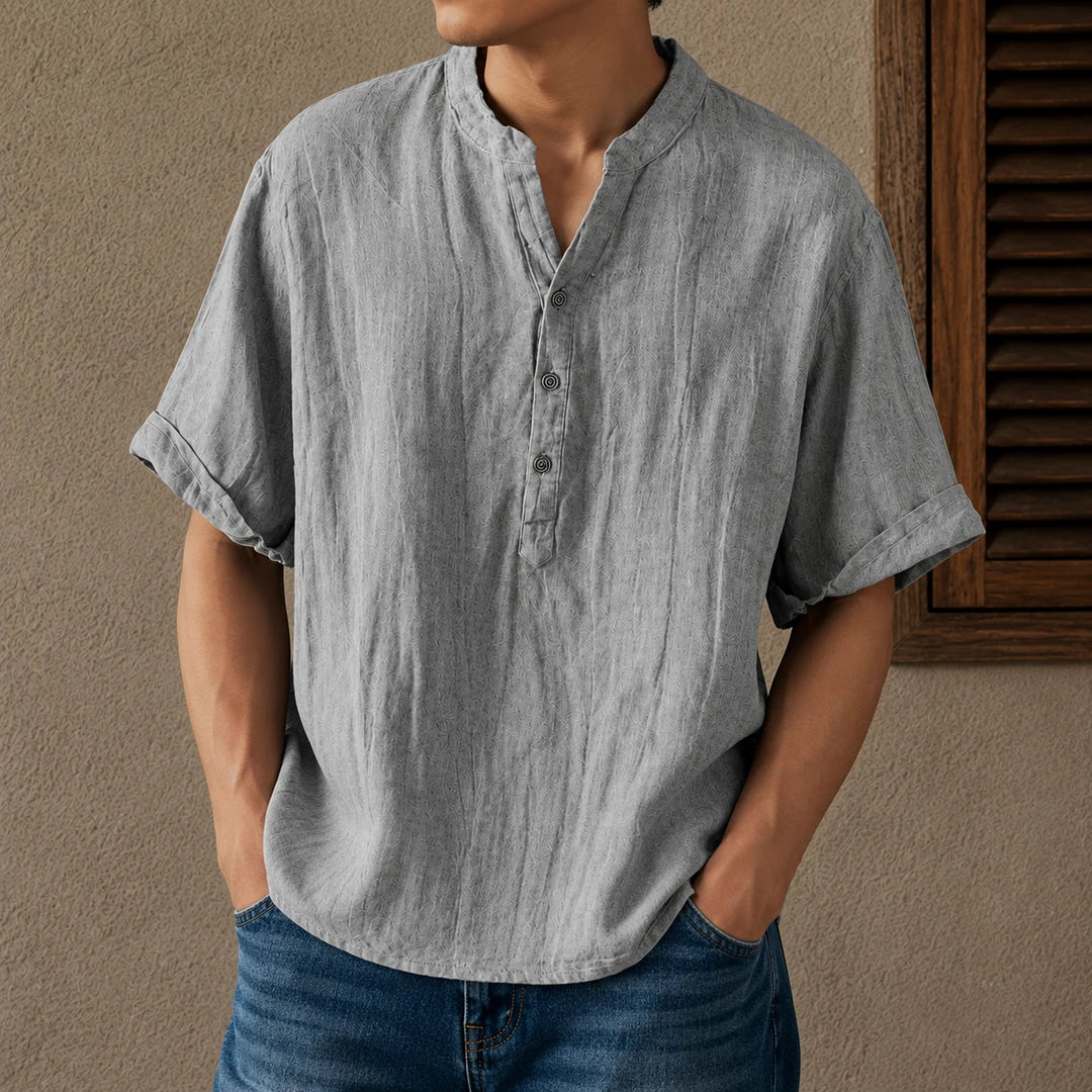 Casual Band Collar Shirt