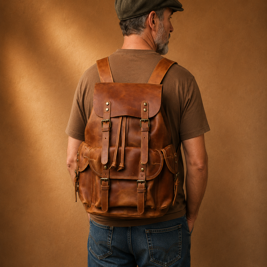 Vintage Leather Travel Backpack