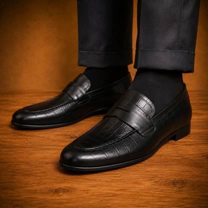 Luxurious Crocodile Penny Loafers