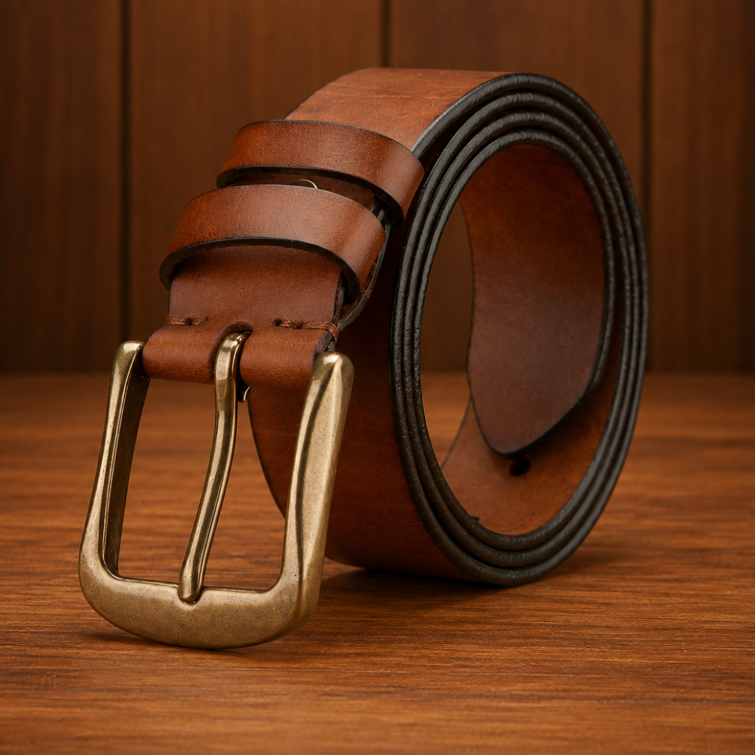 Vintage Buckle Leather Belt