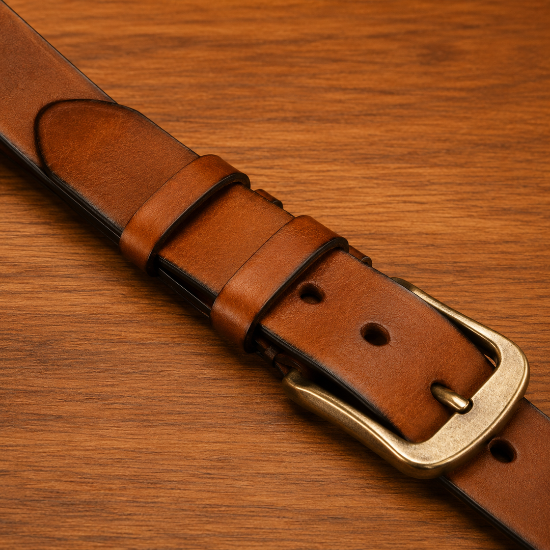 Vintage Buckle Leather Belt