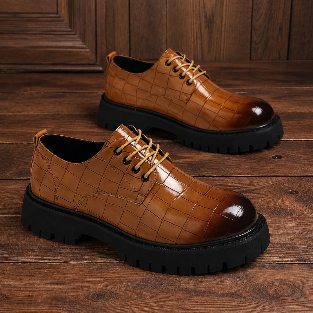 Embossed Contrast Derby Shoes