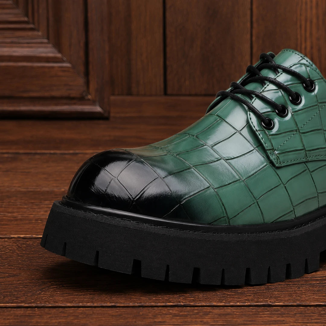 Embossed Contrast Derby Shoes