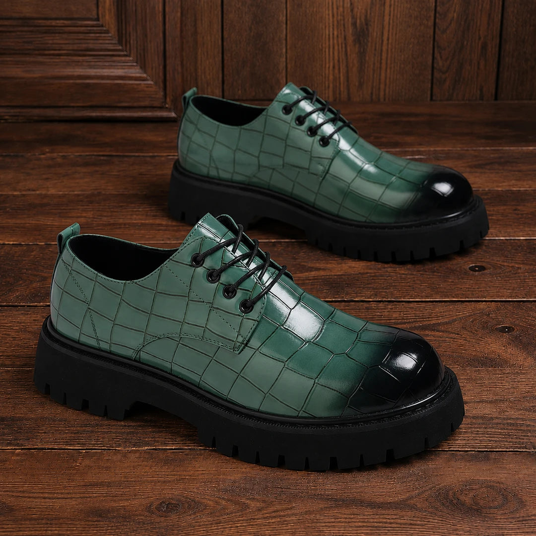 Embossed Contrast Derby Shoes