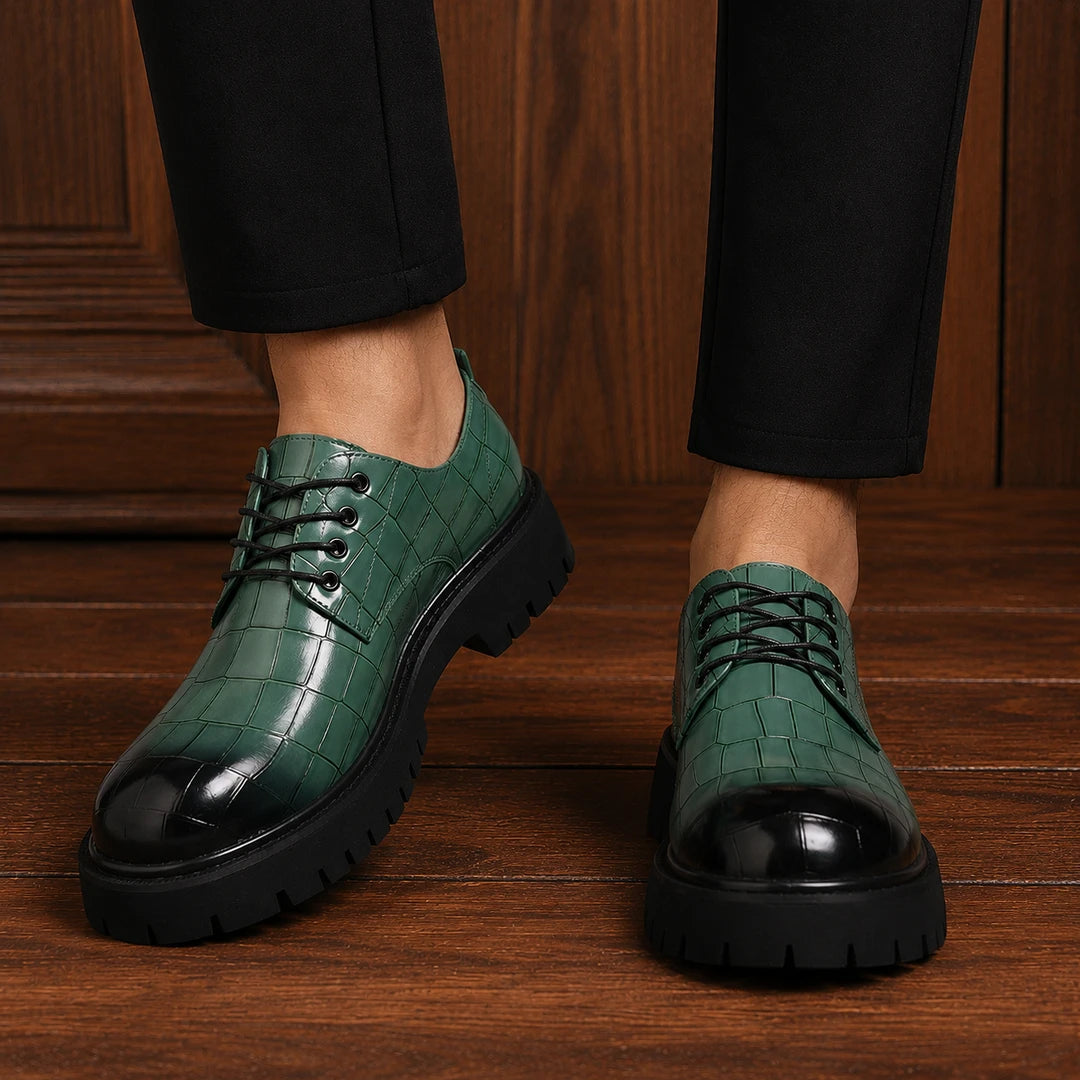 Embossed Contrast Derby Shoes