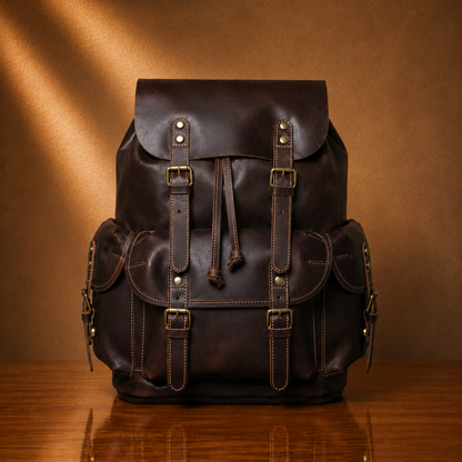 Vintage Leather Travel Backpack