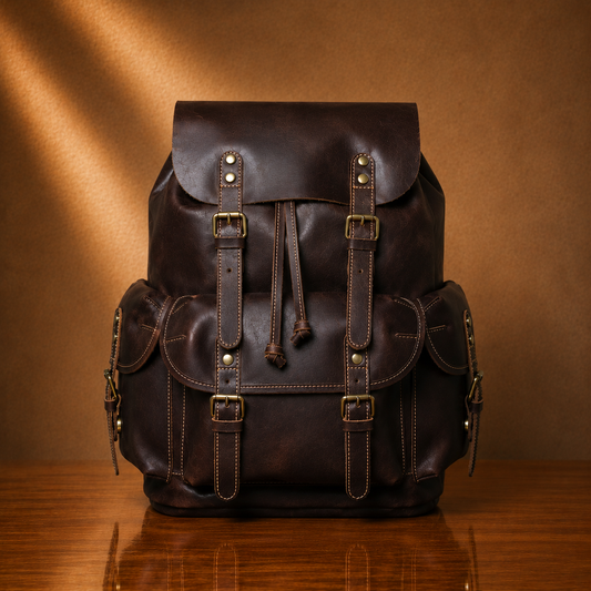 Vintage Leather Travel Backpack