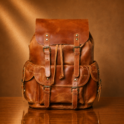 Vintage Leather Travel Backpack