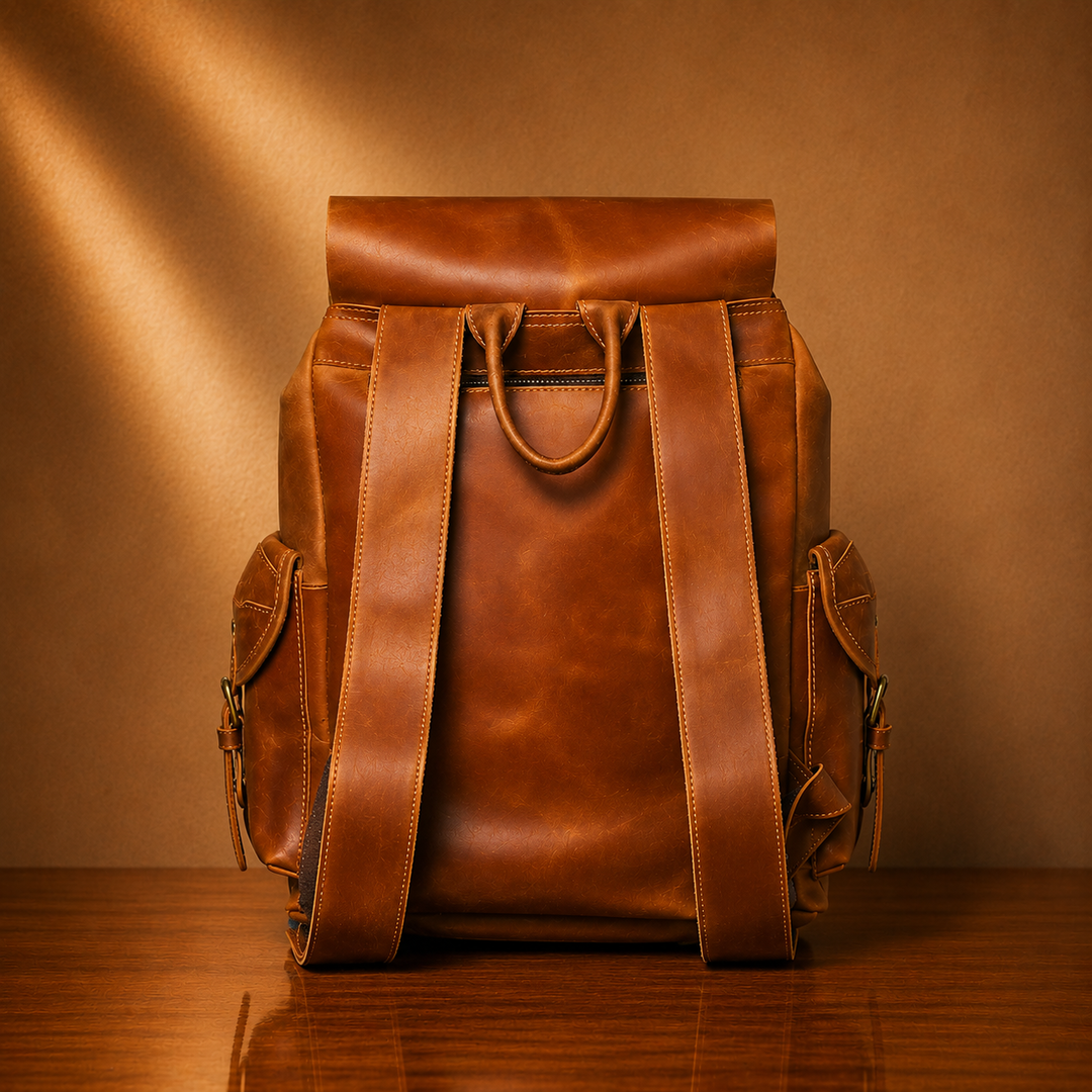 Vintage Leather Travel Backpack