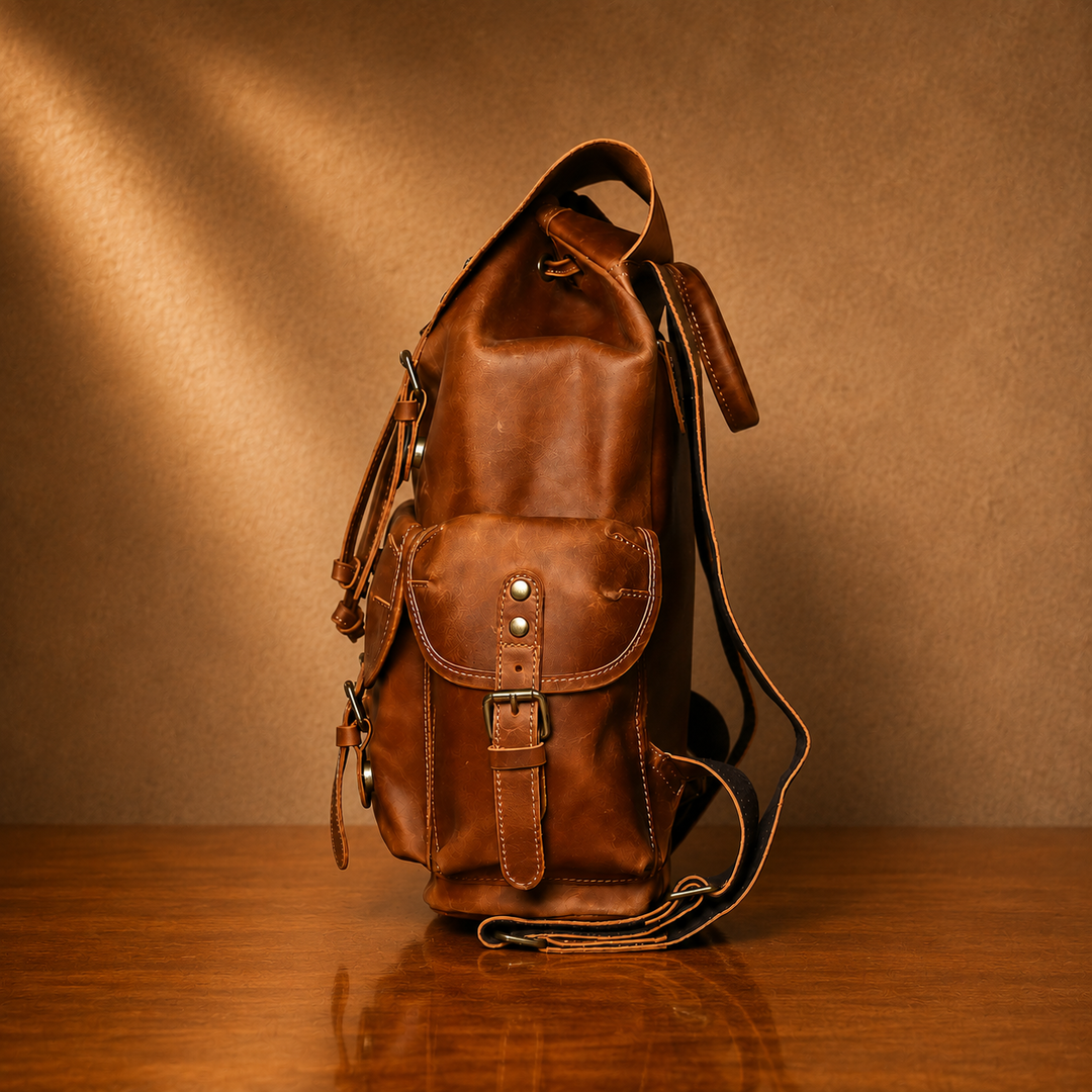 Vintage Leather Travel Backpack