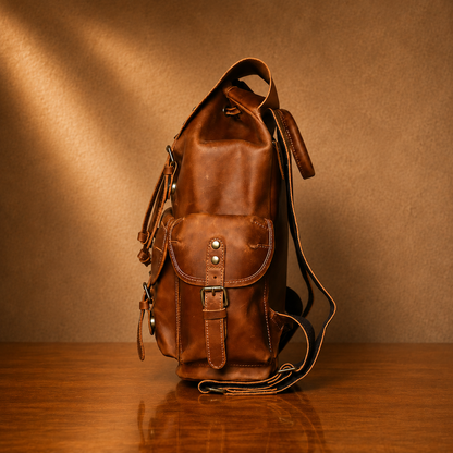 Vintage Leather Travel Backpack