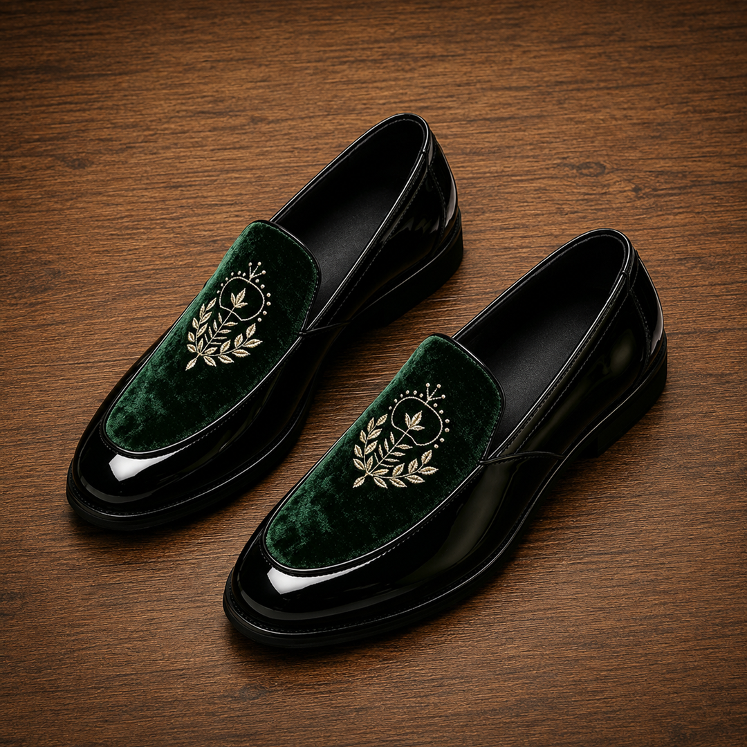 Velvet Patent Leather Loafers