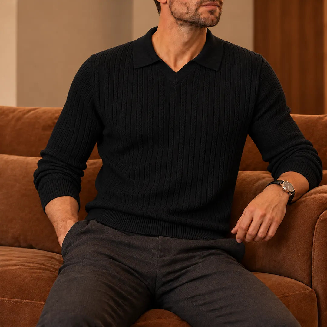 Modern Knit Polo Sweater