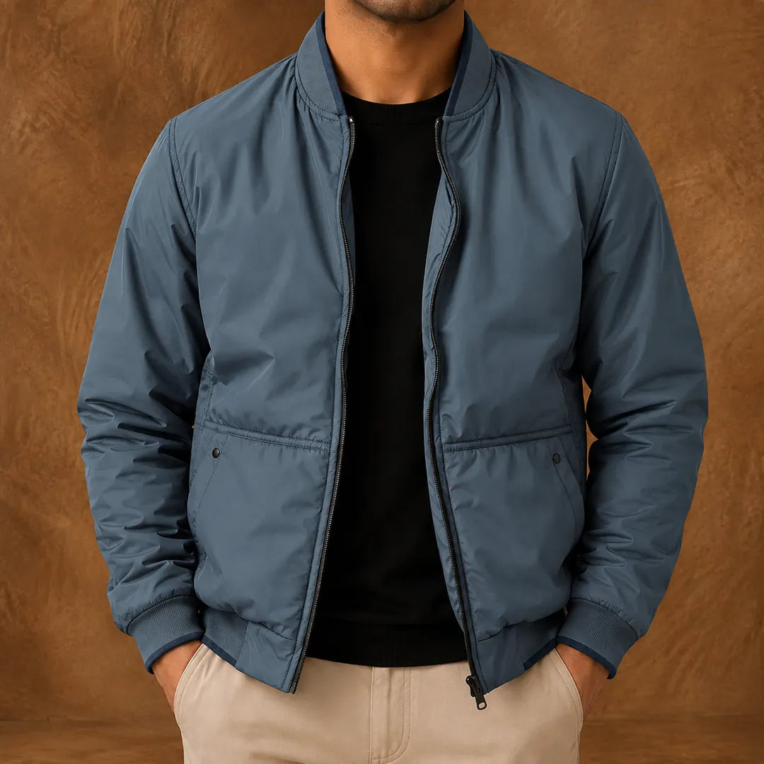 Ribbed-Collar Bomber Jacket