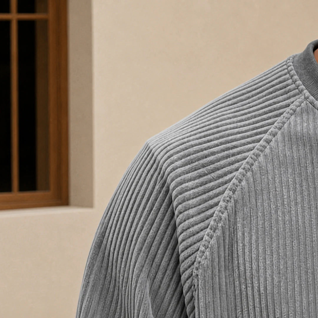 Ribbed Henley Sweatshirt