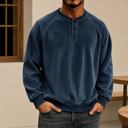 Ribbed Henley Sweatshirt