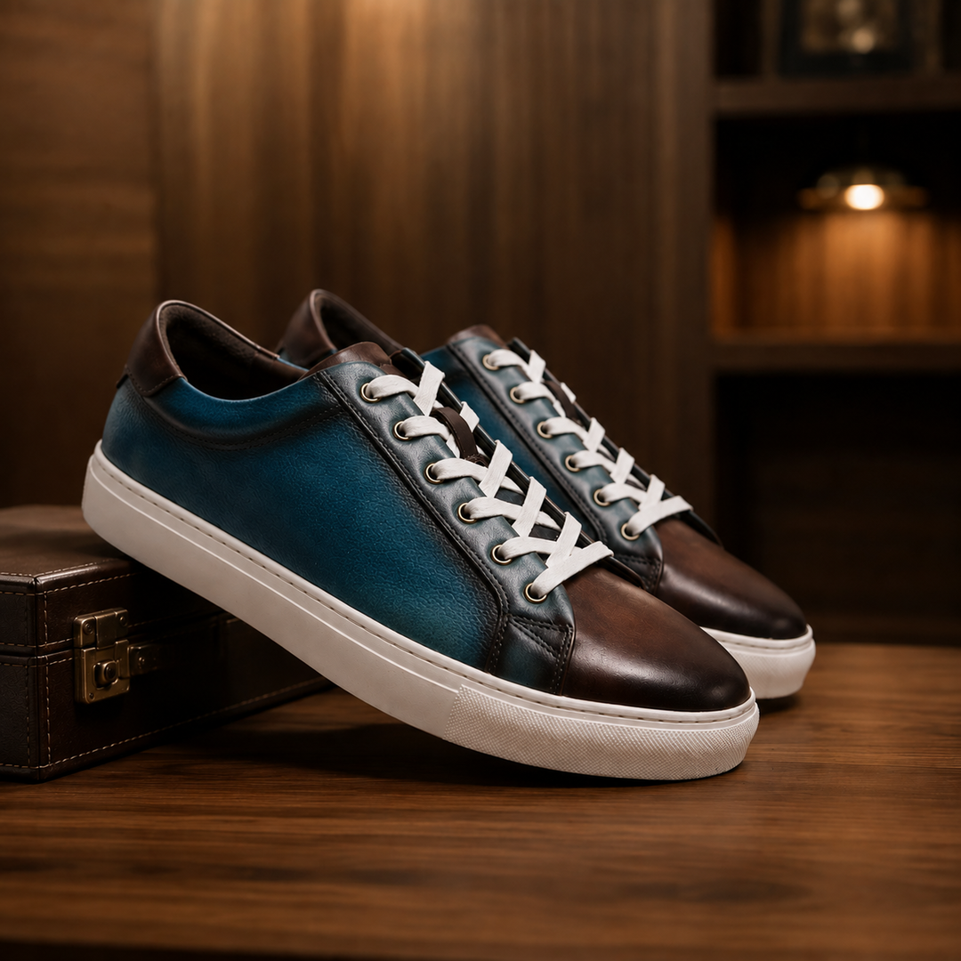 Contrast Leather Casual Sneakers