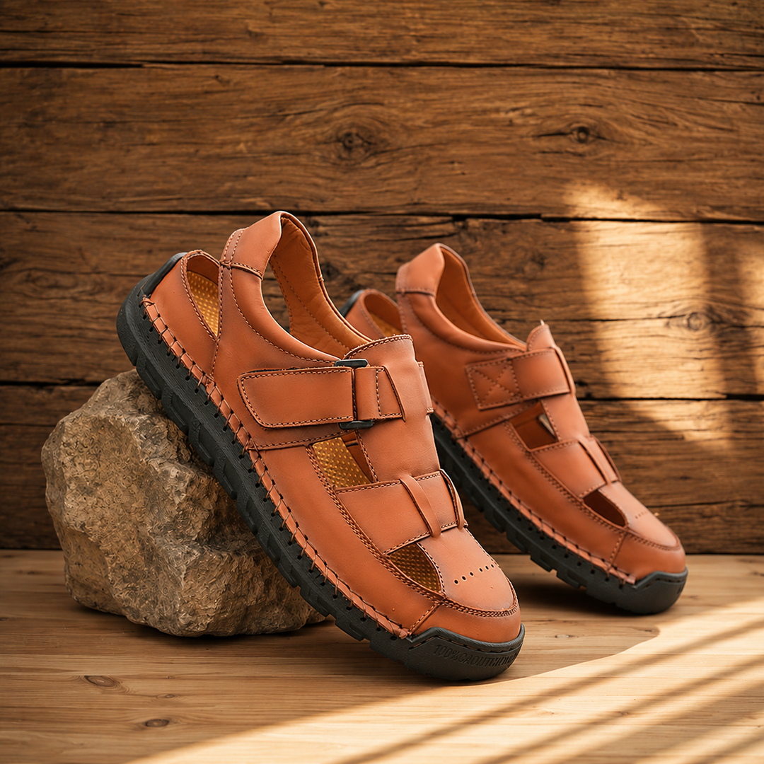Closed Toe Leather Sandals