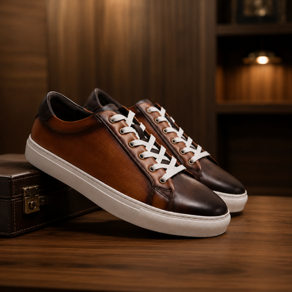 Contrast Leather Casual Sneakers