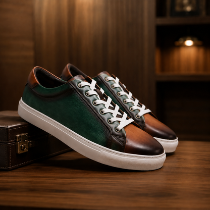 Contrast Leather Casual Sneakers