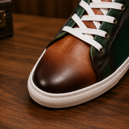 Contrast Leather Casual Sneakers