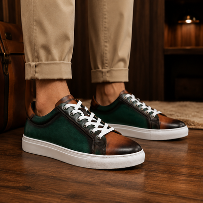 Contrast Leather Casual Sneakers